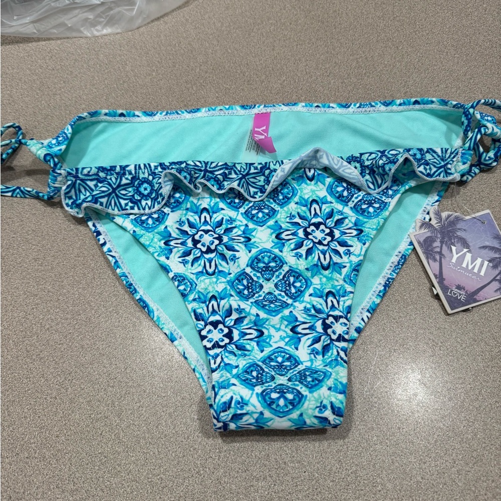 YMI Blue Floral Bikini Bottom